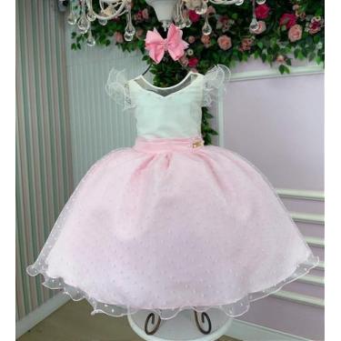 Imagem de Vestido Infantil Rosa Bebê Midi Festa Luxo - Tamanho e Estilo Elegante