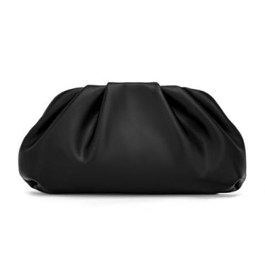 Imagem de PAIRBIRDS Bolsa clutch feminina pequena bolsa transversal com corrente de metal removível, Preto