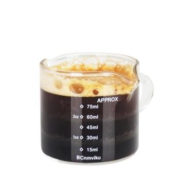 Imagem de Bcnmviku 1 pacote com bicos duplos de medição tripla copo de leite 75 ml Espresso shot peças vidro transparente