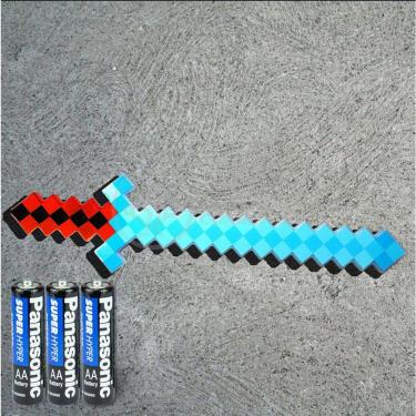 Imagem de Kit Brinquedo Espada Pixel Minecraft 58cm C/Som Luz+3 Pilhas