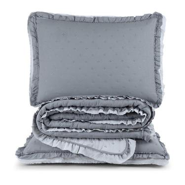 Imagem de Colcha Alice 200 Fios King 03 Peças 100% Poliéster - Cinza