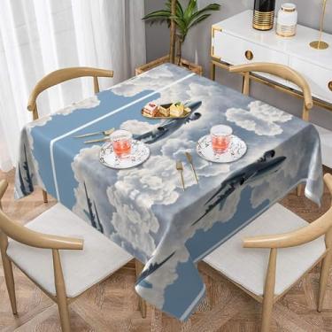 Imagem de Zeraoke Airplane Art - Toalha de mesa quadrada de Natal 137 x 139 cm, poliéster xadrez vermelho e verde para jantares e festas de fim de ano, rugas para proprietários e anfitriões