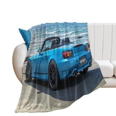 Imagem de HouLaiZhe Cobertor super macio de flanela JDM carro S2000 estático à beira-mar cobertores refrescantes leves para sofá-cama cadeira sofá carro viagens ao ar livre leve quente 127 x 178 cm