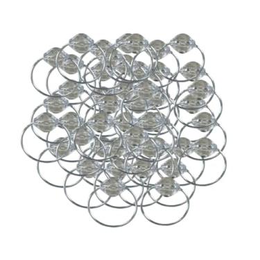 Imagem de Kit de 50 Anéis para Guardanapos com Pedra Cristalina Argola Dourada ou Prata 4 x 3 cm (50 Pçs Cristalino/Prata)