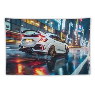 Imagem de HouLaiZhe Tapeçaria de carro anime Japão Jdm carro esportes pendurar na parede quarto decoração de casa tapeçarias estética piquenique decoração de parede arte de parede para dormitório sala de estar