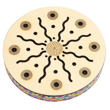 Imagem de Ymiko Tambor Portátil de Onda Oceânica de 8 "com Construção Em Madeira de Bordo Natural, Instrumento de Percussão de Mão étnica para Relaxamento e Terapia de Som