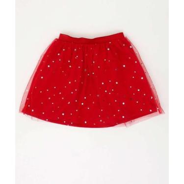 Imagem de Saia Infantil Tule Brilho Marisa Tam 1 a 3-74170, Vermelho, 2