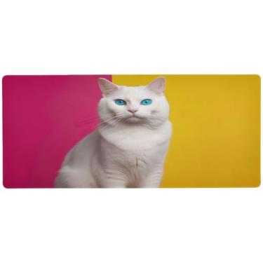 Imagem de Wassud Mouse pad de fundo amarelo e azul organizador de mesa para jogos grande teclado de computador tapete de mouse pad material de escritório 80 cm x 30 cm