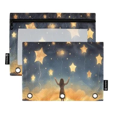 Imagem de Wassud Starry Sky Pacote com 2 Pastas de Fichário Pastas de Bolso com 3 Furos, Pasta Organizadora de Fichários para Casa, Escritório