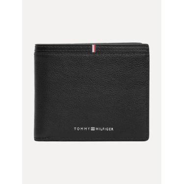 Imagem de Carteira Tommy Hilfiger Masculina Couro Central Mini Flag Preta Tamanh