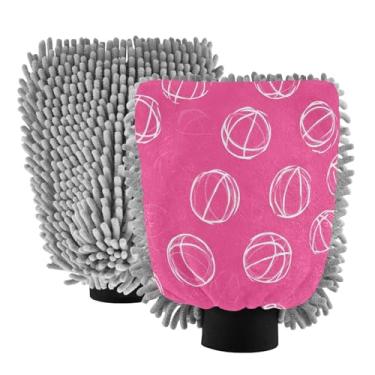 Imagem de STAYTOP Luvas de lavagem de carro de basquete com desenho animado, 2 peças, luvas de microfibra de chenille, sem arranhões, panos de esponja de lavagem ultra absorventes para carros, limpeza doméstica