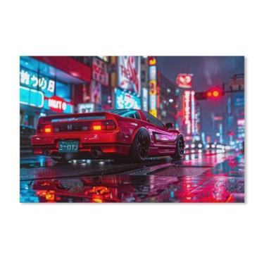 Imagem de HouLaiZhe Neon Jdm Car Nsx Sports Classic Posters Canvas Wall Estética Sala Decoração de Parede Impressões Galeria Sala Decoração de Parede para Quarto Sala de Estar Escritório 11 x 17 polegadas (28 x