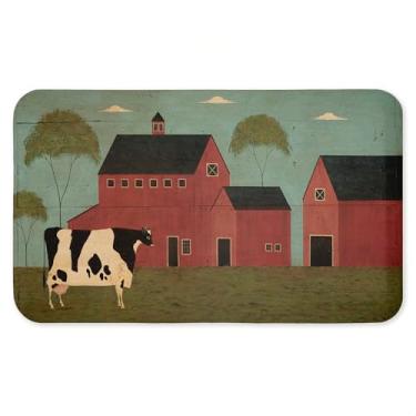 Imagem de Tapete antifadiga de vaca Nellies Barn, tapete ergonômico acolchoado para cozinha e pé com suporte antiderrapante, tapete confortável ecológico, design por Warren Kimble, 76 cm x 45 cm