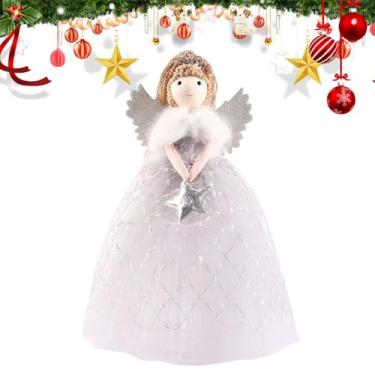 Imagem de Ponteira Para Árvore De Natal - Decorações Natalícias Com Anjo E Estrela,Boneca Menina Enfeites De Topo De Árvore | Para Interior Quarto Sala Escritório Mesa Lareira Festa Jardim Quintal Pátio