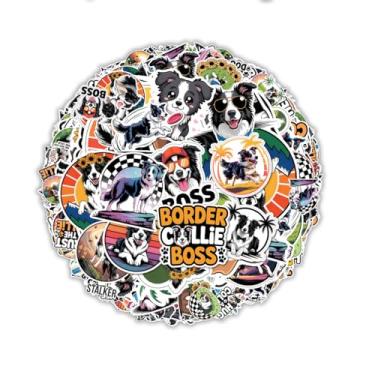 Imagem de Adesivos de cachorro Border Collie 60 peças – Adesivos de vinil fofos para laptop, garrafa de água, álbum de recortes, amantes de frisbee, presentes Collie Mom Dad , pacote de adesivos engraçados