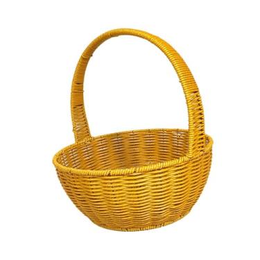 Imagem de Fenteer Cesta de vime sintético multiuso para colheita, servir, organizar compras, cesta decorativa portátil para, 28cmx32cm