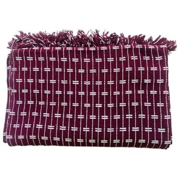 Imagem de Manta de Algodão Grande para Sofá Casal King 3,00X1,80M Grande 2,40X1,80m Pop pequena 2,20X1,50M sua casa(tijol.VINHO COM BRANCO)