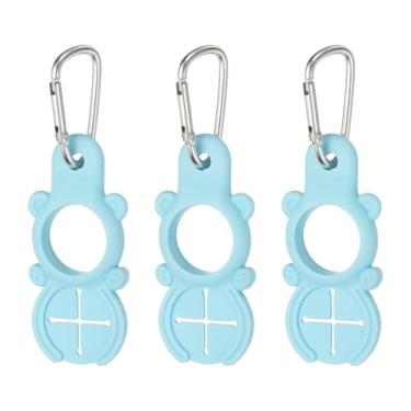 Imagem de YELARXI Clipe de garrafa de água, suporte de silicone para garrafa de água, clipe de fivela para pendurar, porta-chaves em forma de urso, suporte de garrafa com laço de toalha para acampamento ao ar