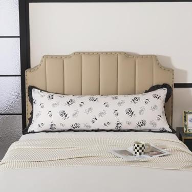 Imagem de H HOUSEHOLD Fronha de microfibra escovada com babados - Tamanho do corpo (51 x 137 cm) Capa de almofada respirável macia com babados elegantes para decoração de quarto, estampa de folhas lavável na