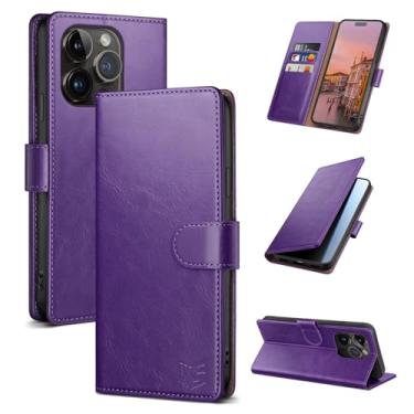 Imagem de SUANPOT Capa carteira compatível com iPhone 14 Pro Max de 6,7 polegadas com suporte de cartão de crédito com bloqueio RFID, capa protetora de couro PU flip book masculina e feminina para Apple 14 Pro