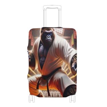 Imagem de Joisal Gorilla Karate Capas de mala engraçadas para protetores de bagagem, acessórios de viagem, manga especial, P, serve para capa de 45 a 50 cm, Gorilla Karate Funny, L 26-28 in, Capa de mala