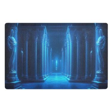 Imagem de Joisal Tapete Fantasy Temple Blue para entrada interna, absorvente ao ar livre, tapete de boas-vindas 81 x 50 cm