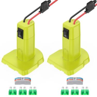 Imagem de 2 pacotes de adaptadores de rodas de energia para Ryobi 18 V adaptador de bateria Power Wheels kit de conversão de bateria com interruptor, fusíveis e terminais de fio, fio de 12 AWG, conexão de