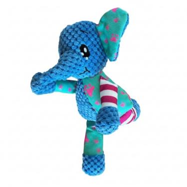 Imagem de Brinquedo de Pelúcia Elefante Azul com Apito para Cães e Gatos, Interativo, Textura Macia, 27x23,5x12cm