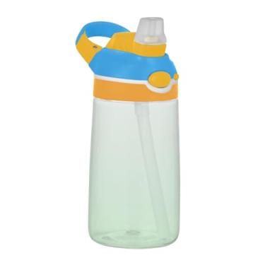 Imagem de Garrafa de água infantil de 473 ml à prova de vazamento 473 ml Tritan Sports com canudo copos de viagem portáteis reutilizáveis para crianças, alça de transporte, magnólia celadon verde gradiente