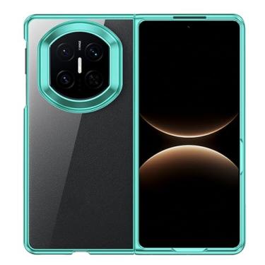 Imagem de POYUFRG Capa fina para Huawei Mate X7, capa galvanizada de luxo transparente antiamarelamento suporta carregamento sem fio, verde, Mate X7