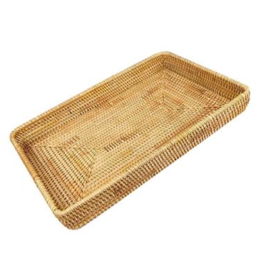 Imagem de GLOGLOW Prato/frutas/bandeja, Cesta de Armazenamento de Lanche Multifuncional, Conjunto de 3 Peças, para Sala de Estar, Cozinha, Piquenique Tecido à Mão Rattan Servindo Nan (L)