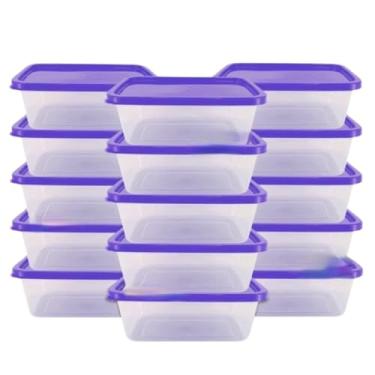 Imagem de Jogo 6 Potes 500ml Transparente Marmita Fitness Organizador Microondas Freezer BPA Free (6 ROXO)