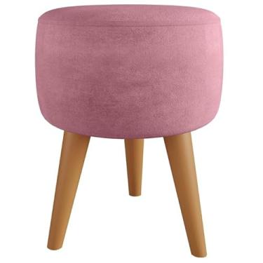 Imagem de Puff Redondo para Apoio dos Pés – Banqueta Decorativa 35x35cm com Pé Palito(SUEDE ROSA)