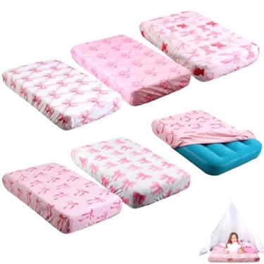 Imagem de Lençol infantil com estampa de arco, 62 x 86 x 18 cm, colchão de ar (somente lençol), lençol com elástico para festa do pijama, inverno, spa, festa, acampamento, acampamento, 6 peças