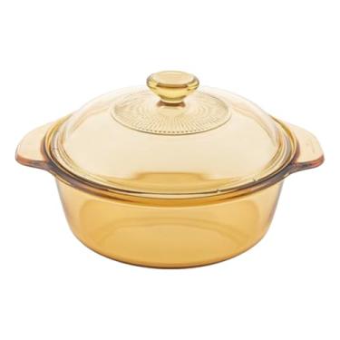 Imagem de Visions Blooming Pote de cerâmica de vidro transparente 2L com tampa | Utensílios de cozinha transparentes leves para uso em fogão, forno e micro-ondas