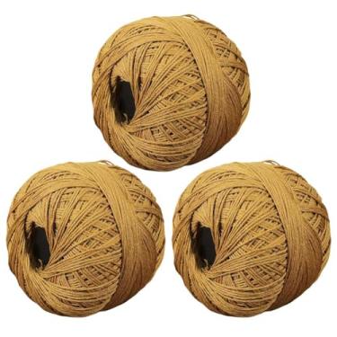 Imagem de 3 rolos de fio de renda de linho de algodão - 50 g/rolo, fio de tricô tamanho 6 para crochê e tricô, 60% algodão 40% linho (26 gengibre)