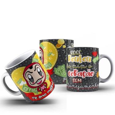 Imagem de Caneca Casal Namorados Personagens E Frases Românticas Porcelana 325ml (TE AMO MUITO)