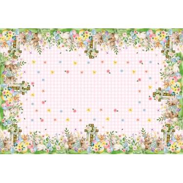 Imagem de XCHI Toalha de mesa xadrez de coelho de cordeiro, ovos, pintinho, cruz, coelho, Páscoa, toalha de mesa, retangular, toalha de mesa lavável, para decoração de festa em casa 152 x 264 cm