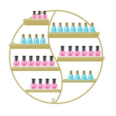 Imagem de Prateleiras de metal para armazenamento de esmaltes de parede, prateleira de esmalte de metal montada na parede e suporte de óleo essencial, usado em salão de beleza, perfume doméstico/cosméticos