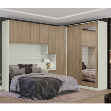 Imagem de Quarto Modulado Completo Casal 6 Peças 8 Portas 6 Gavetas Prediletto Henn Areia Hp/Jequitibá