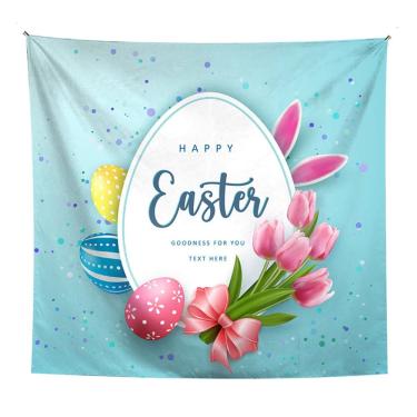 Imagem de Tapeçaria Happy Easters Wall 150x130cm de fibra de microtecido