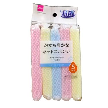 Imagem de Esponja para Louça com Rede Protetora Antibacteriana Kit com 5 Unidades Alta Formação de Espuma Limpeza Eficiente
