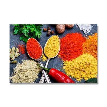 Imagem de NHLDZYH Tela decorativa cozinha, arte vintage especiarias coloridas, arte de parede quadros para sala de estar quarto cozinha. C85. 70 x 105 cm. Apenas tela