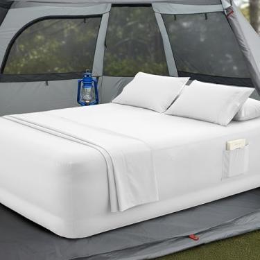 Imagem de Mocassi Jogo de lençol de cama de colchão de ar de 4 peças com bolso extra profundo de 40 a 61 cm - Conjunto de lençóis de 4 peças com bolsos inteligentes, ideal para camas de ar, trailers
