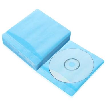 Imagem de Envelopes de DVD com 100 capas de CD, capa de CD transparente de dois lados padrão com fecho à prova de quedas para fichários de armazenamento de DVD com tecido não tecido para fichários de