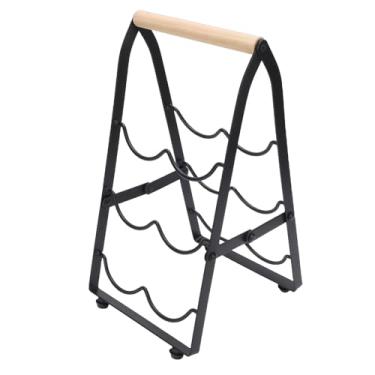 Imagem de Luocute Rack de Vinho de Mesa, Suporte de Vinho de Mesa de 3 Camadas, Organizador Dobrável de Ferro e Madeira, Com Design Portátil Compacto, para Casa, Bar, Restaurante, Armário,