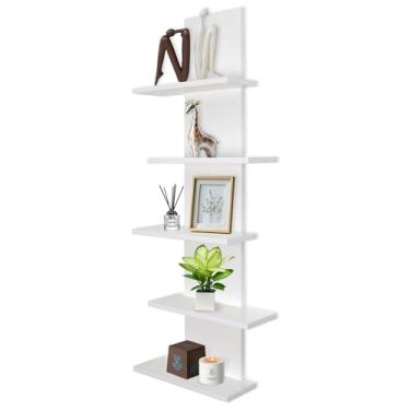 Imagem de VIWODS Prateleira de parede de 7 camadas, prateleira flutuante para decoração de casa, quarto, sala de estar, penteadeira, branca