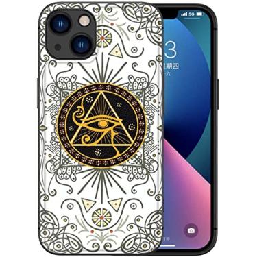 Imagem de KKFAUS para Apple iPhone 13 Series (2021) capa estilo antigo do Egito, couro PU à prova de choque olho de Hórus padrão capa de telefone traseira (cor: iPhone 13 Mini)