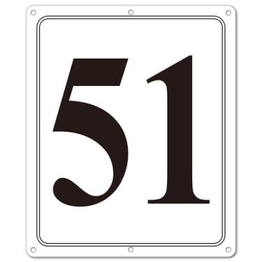 Imagem de i-CowFun Placa numerada de metal premium ao ar livre, refletiva de 30,5 x 25,4 cm placas numeradas de alumínio grande 51 para estacionamento, quadra de tênis, campo, armazém, corredor, edifício, doca