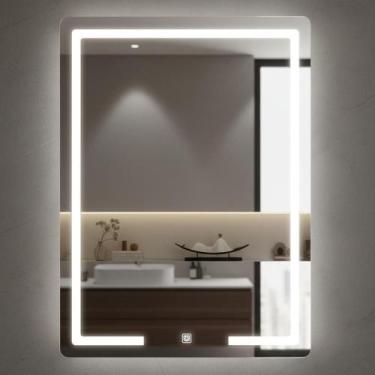 Imagem de Espelho Led Retangular 60X80Cm Touch Cinza - Gavix